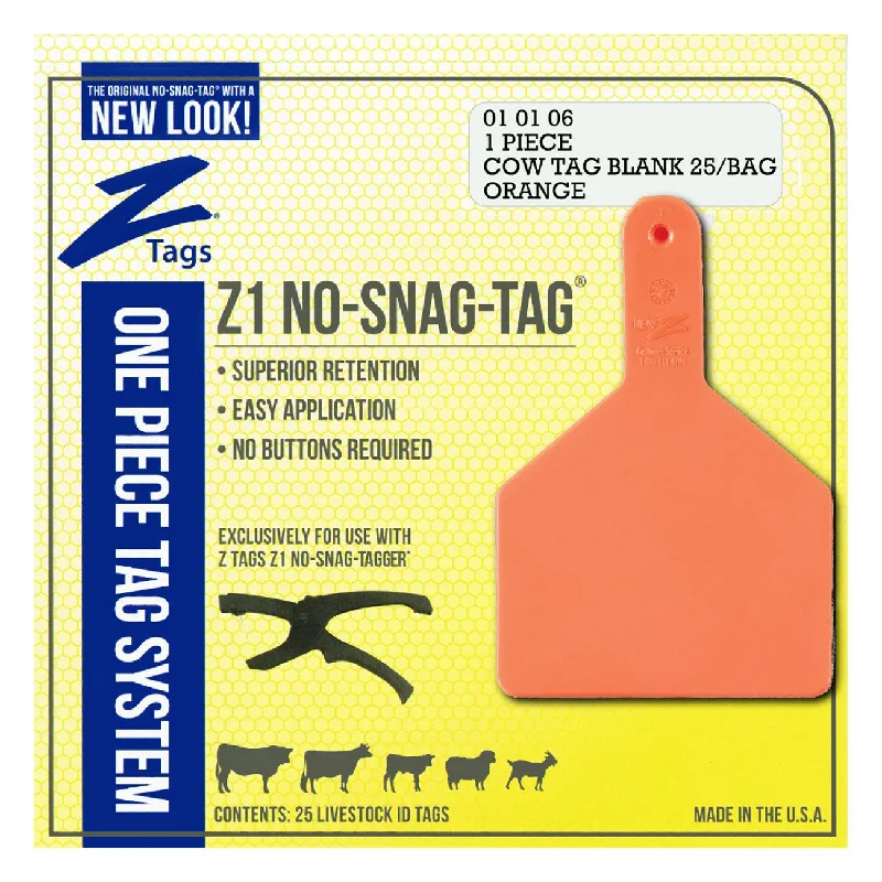 Z Tags 1 piece cow blank (Orange) 25 pack