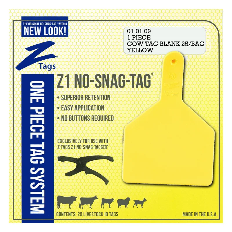 Z Tags 1 piece cow blank (Yellow) 25 pack