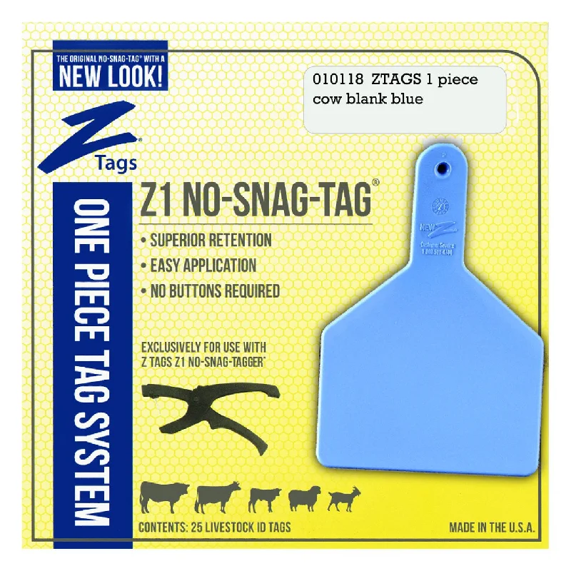 Z Tags 1 piece cow blank (Blue) 25 pack