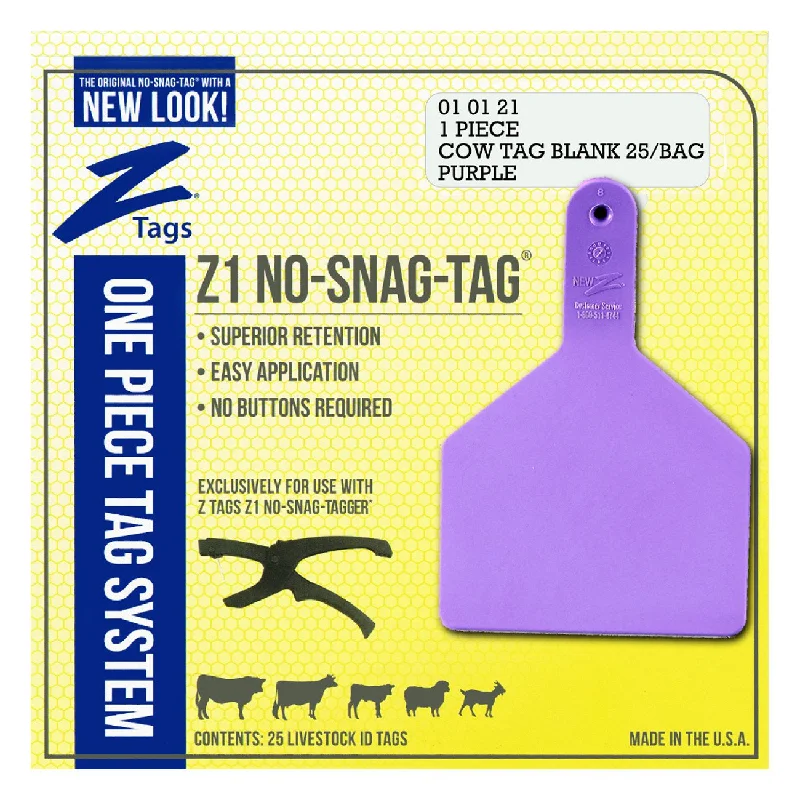 Z Tags 1 piece cow blank (Purple) 25 pack