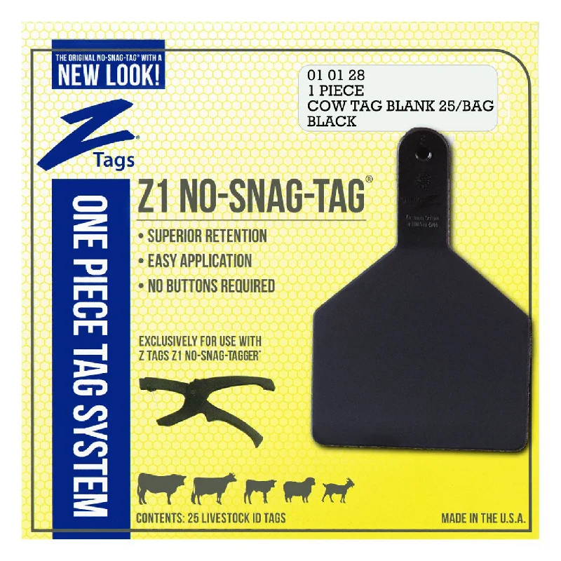 Z Tags 1 piece cow blank (Black) 25 pack