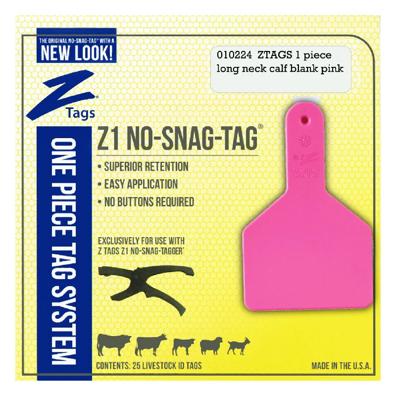 Z Tags 1 piece long neck calf blank (Pink) 25 pack