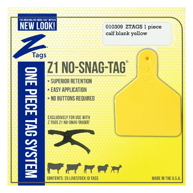 Z Tags 1 piece calf blank (Yellow) 25 pack