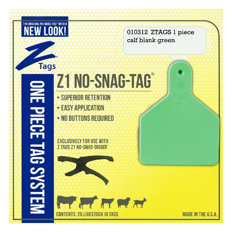 Z Tags 1 piece calf blank (Green) 25 pack