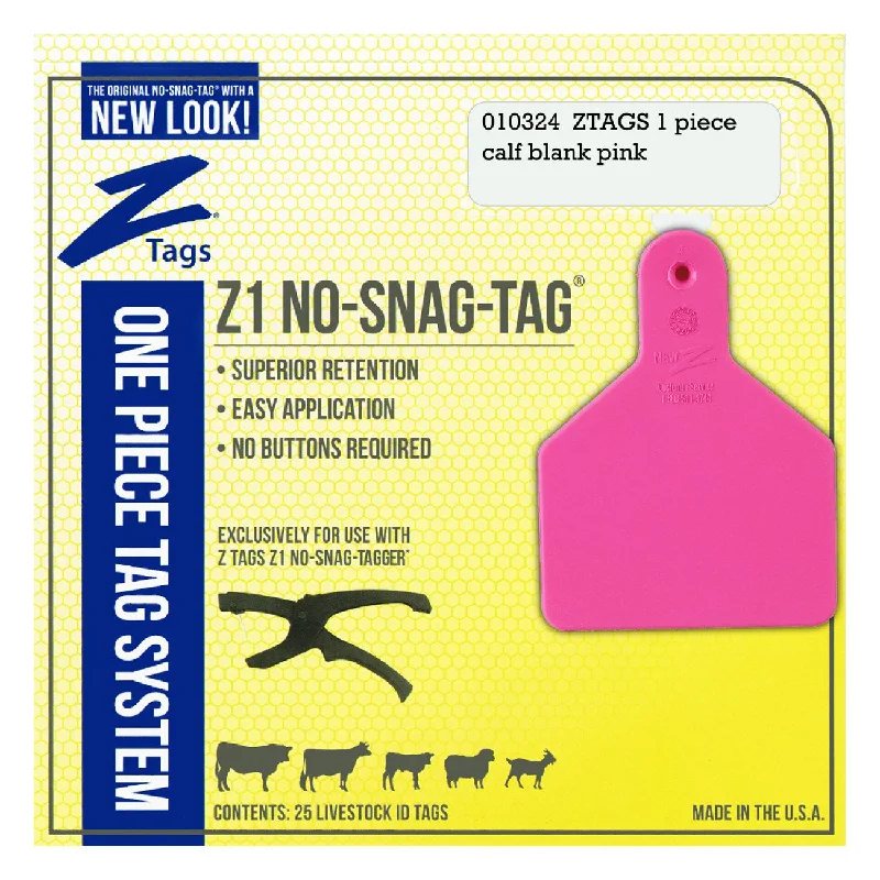 Z Tags 1 piece calf blank (Pink) 25 pack