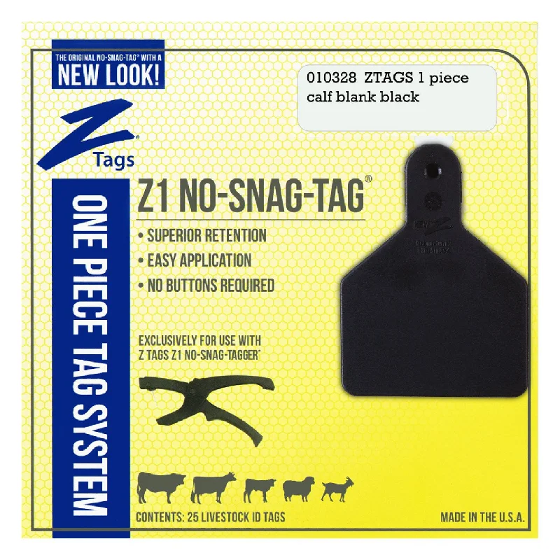 Z Tags 1 piece calf blank (Black) 25 pack