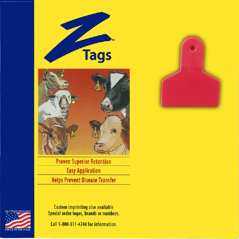 Z Tags 1 piece small animal blank (Red) 50 pack