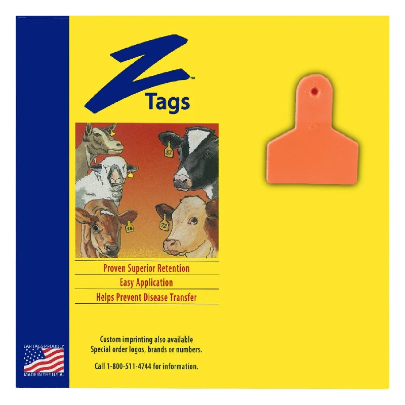 Z Tags 1 piece small animal blank (Orange) 50 pack