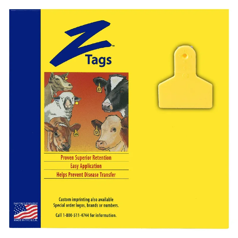 Z Tags 1 piece small animal blank (Yellow) 50 pack