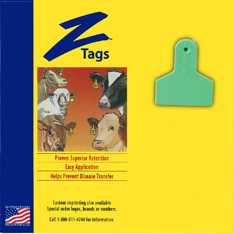 Z Tags 1 piece small animal blank (Green) 50 pack