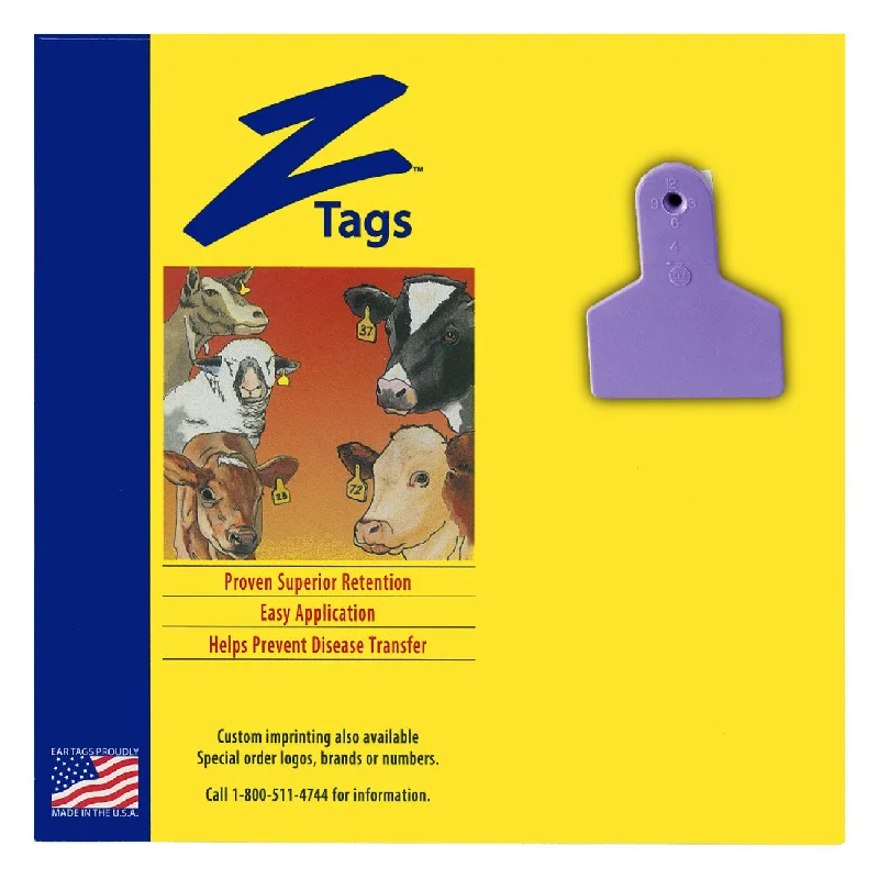 Z Tags 1 piece small animal blank (Purple) 50 pack