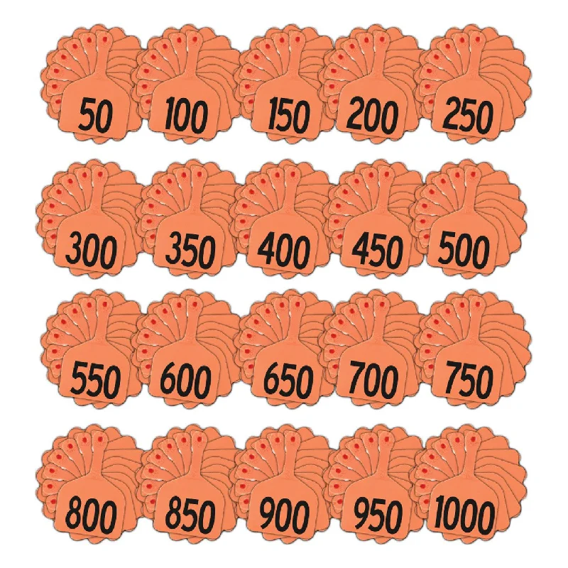 Z Tags feedlot pre-printed tags numbered 1-1000 (Orange)