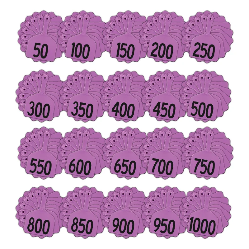 Z Tags feedlot pre-printed tags numbered 1-1000 (Purple)