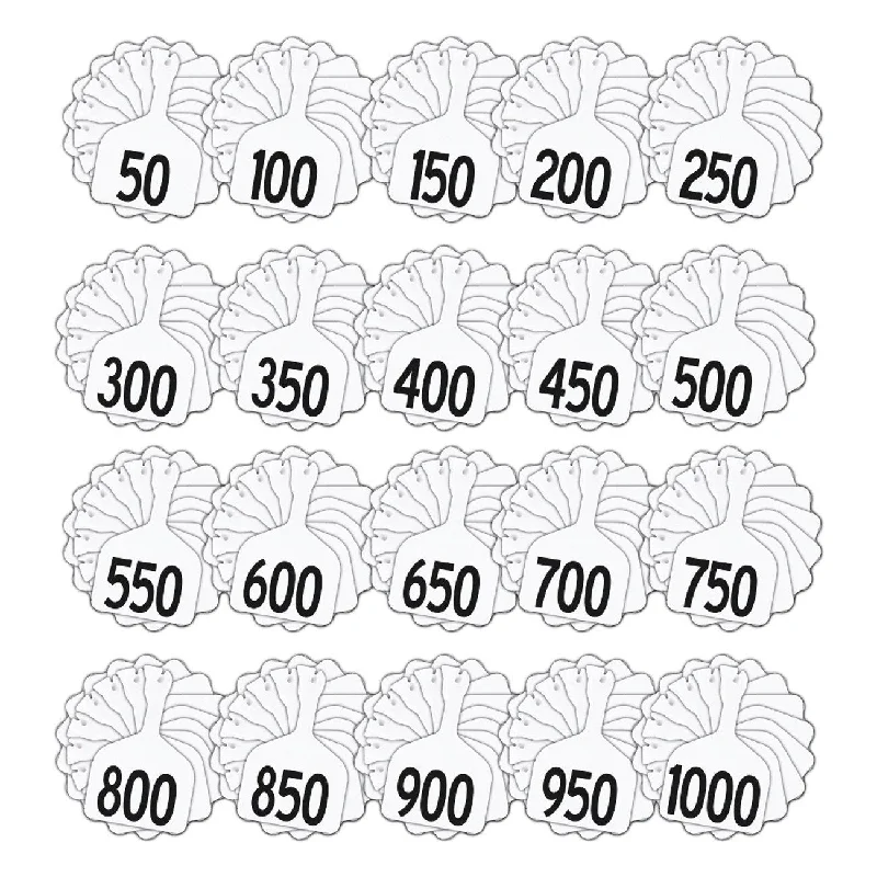 Z Tags feedlot pre-printed tags numbered 1-1000 (White)