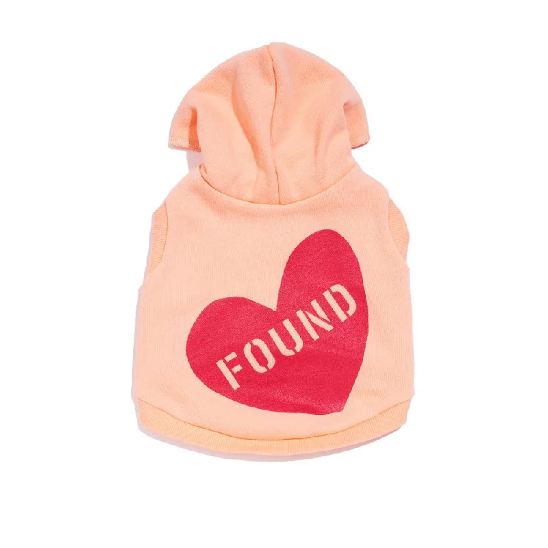 Big Full Heart Animal Hoodie, Coral + Peach