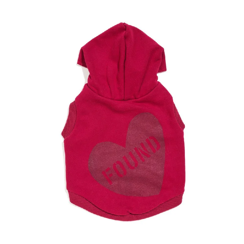 Big Full Heart Animal Hoodie, Tomato + Burgundy