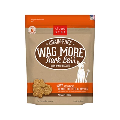 Cloud Star® Wag More, Bark Less® Grain Free Oven Baked Biscuits Peanut Butter & Apples Dog Treat 2.5 lb SALE