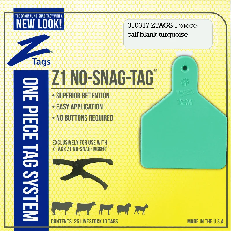 Z Tags 1 piece calf blank (Turquoise) 25 pack