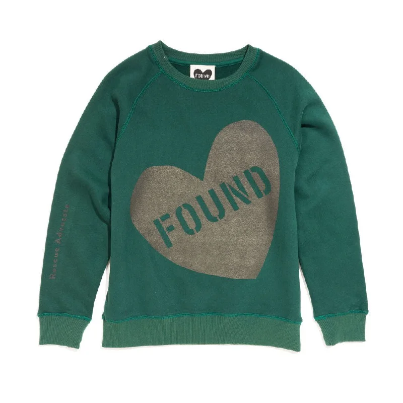 Found My Animal Big Full Heart Sweatshirt, Hunter Green + Pine