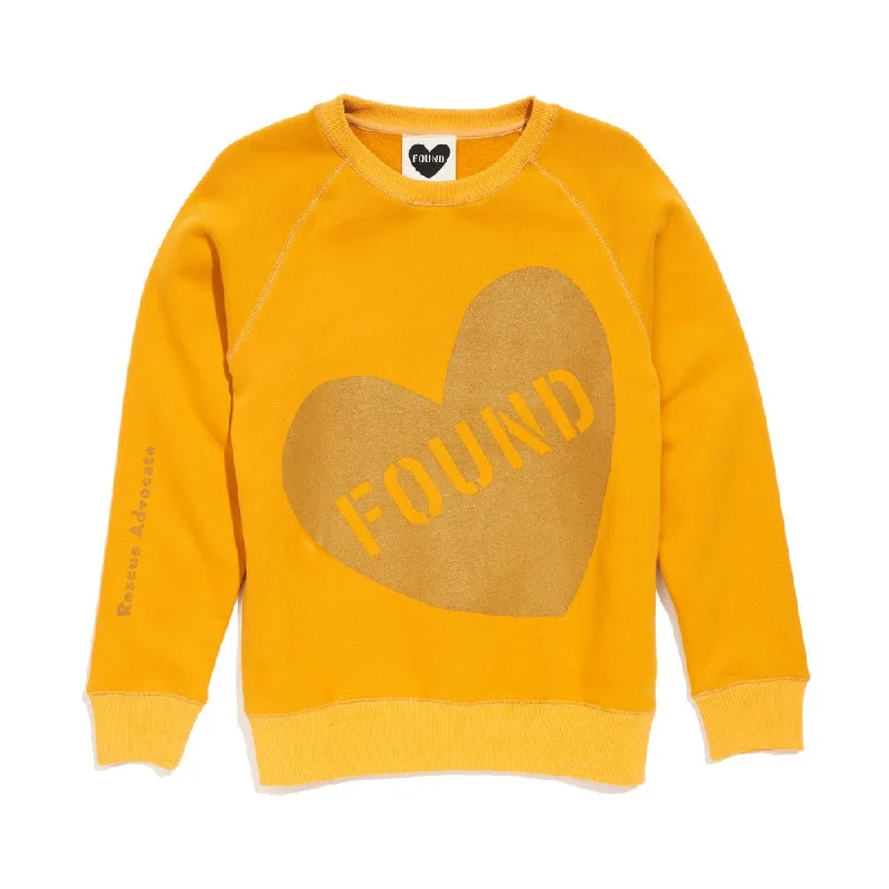 Found My Animal Big Full Heart Sweatshirt, Mustard Yellow + Olive