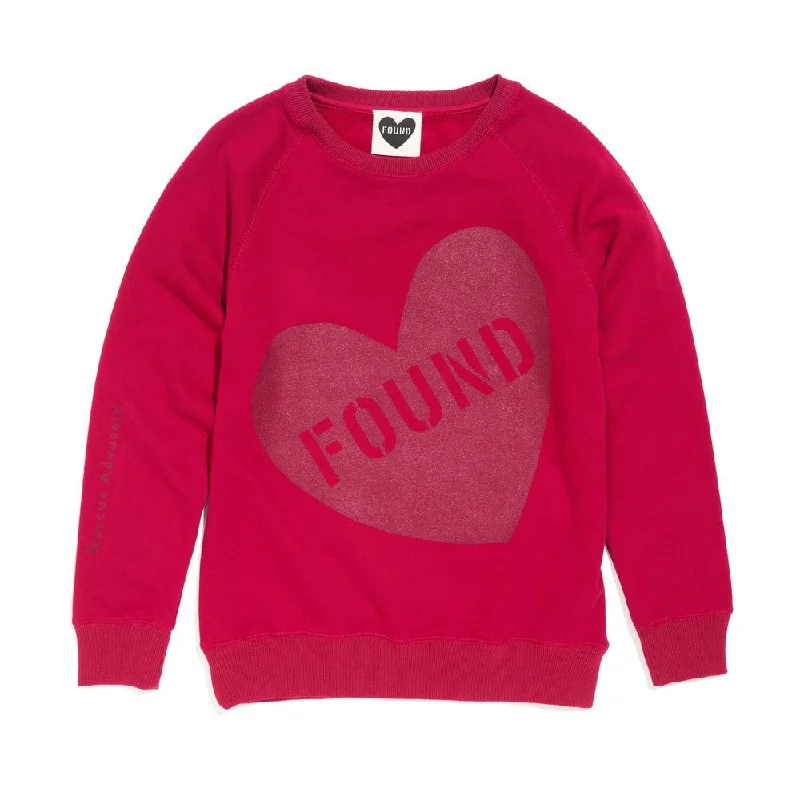 Found My Animal Big Full Heart Sweatshirt, Tomato + Burgundy