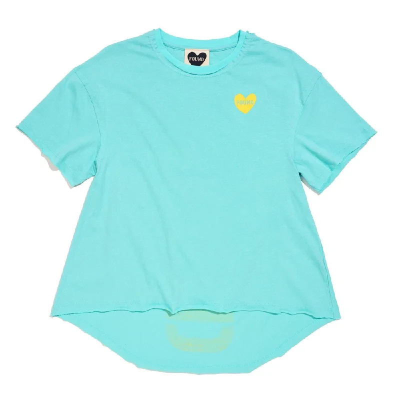 Found My Animal Big Full Heart T-Shirt, Aqua + Citron