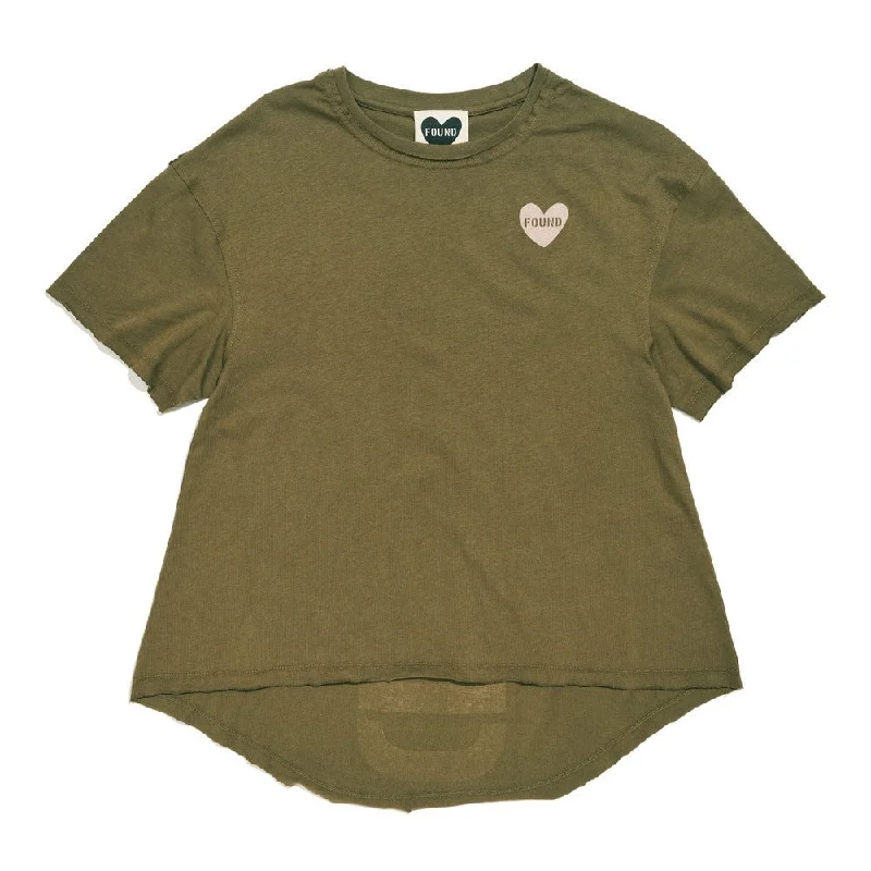 Found My Animal Big Full Heart T-Shirt, Army + Blush