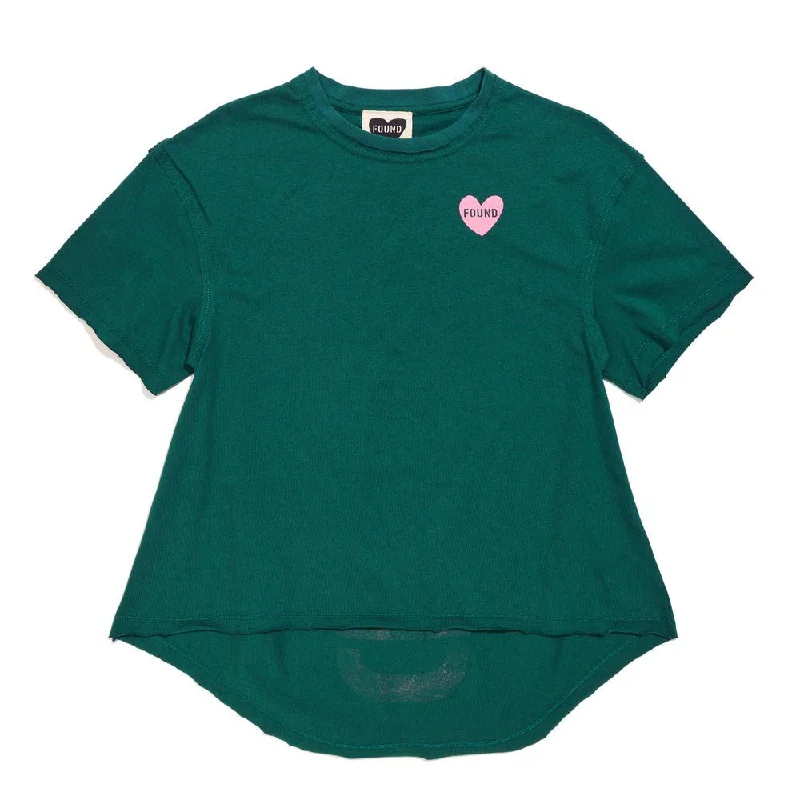 Found My Animal Big Full Heart T-Shirt, Hunter Green + Candy Pink