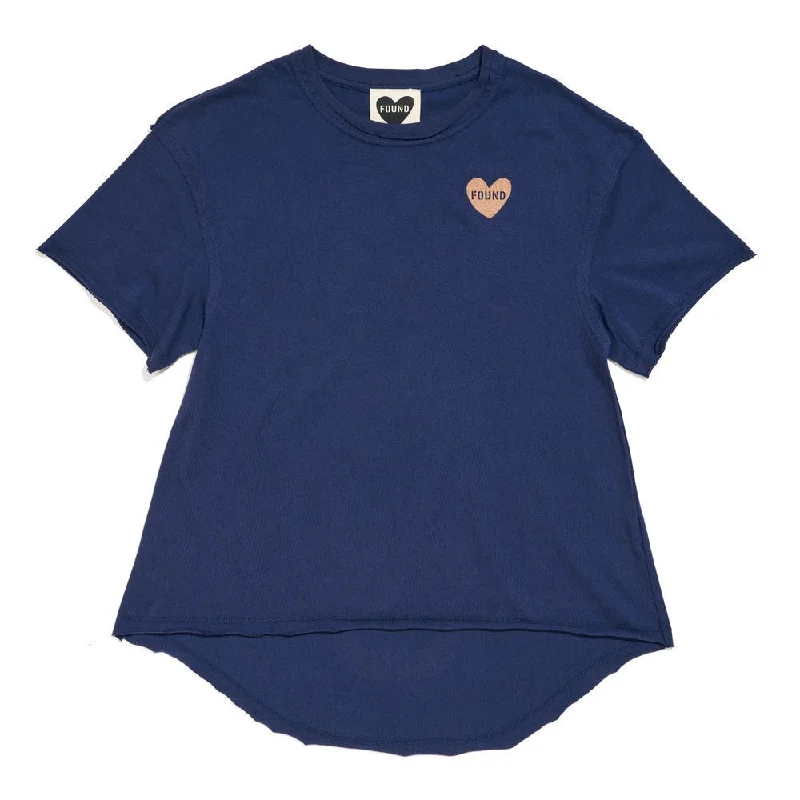 Found My Animal Big Full Heart T-Shirt, Navy Blue + Putty