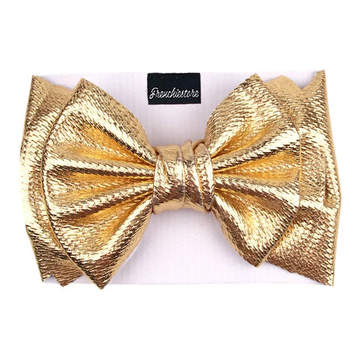 Frenchiestore Pet Head Bow | Metalic Gold