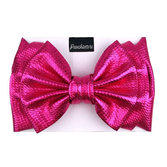 Frenchiestore Pet Head Bow | Metalic Hot Pink