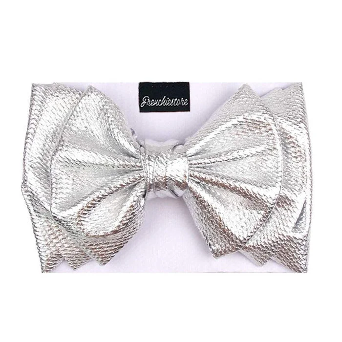 Frenchiestore Pet Head Bow | Metalic Silver