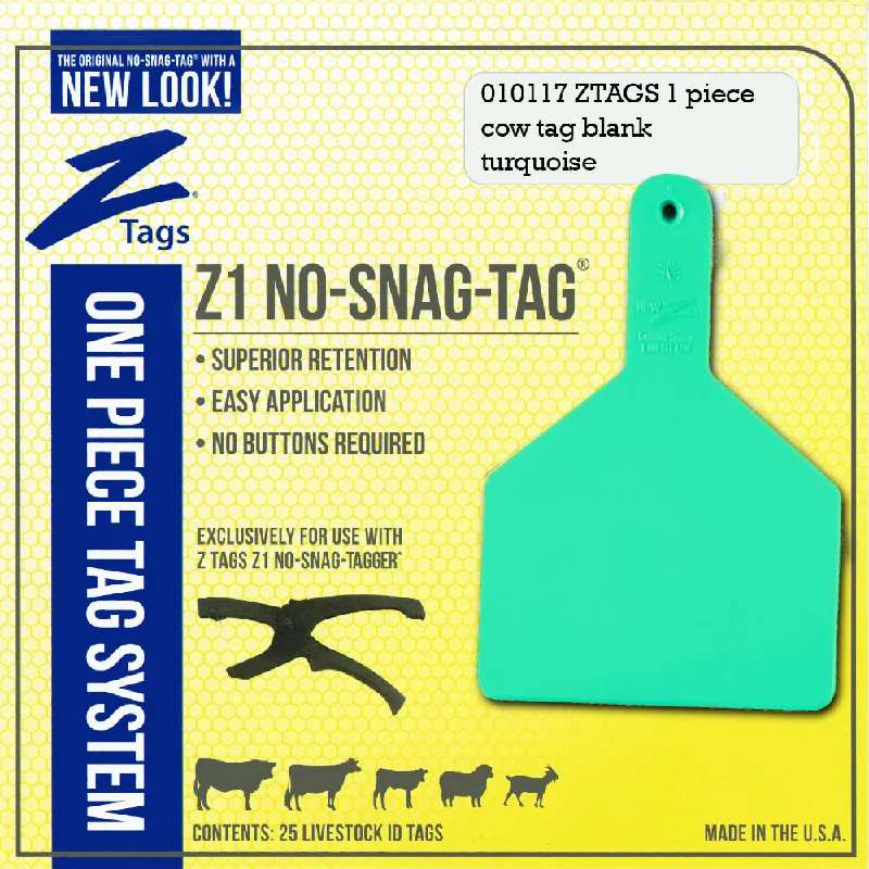 Z Tags 1 piece cow blank (Turquoise) 25 pack