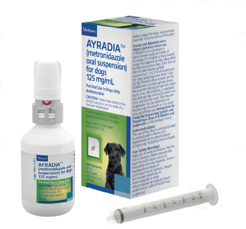 Ayradia (metronidazole oral suspension) 125mg/mL for Dogs