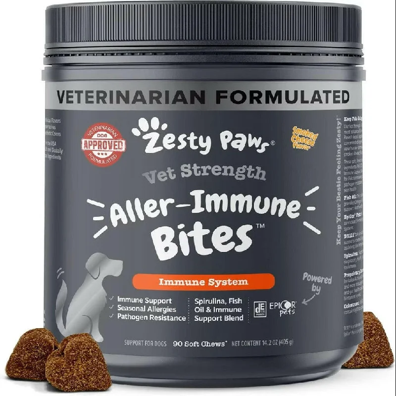 Zesty Paws Vet Strength Aller-Immune Bites Smoked Cheese Flavored Immune Support Chews for Dogs (90 ct)