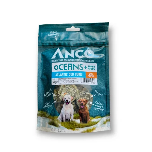 Anco Oceans Cod & Pumpkin Coin Dog Treats