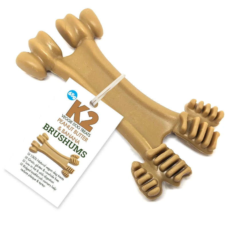 K2 Veggie Dog Treats Brushums Peanut Butter & Banana 65g