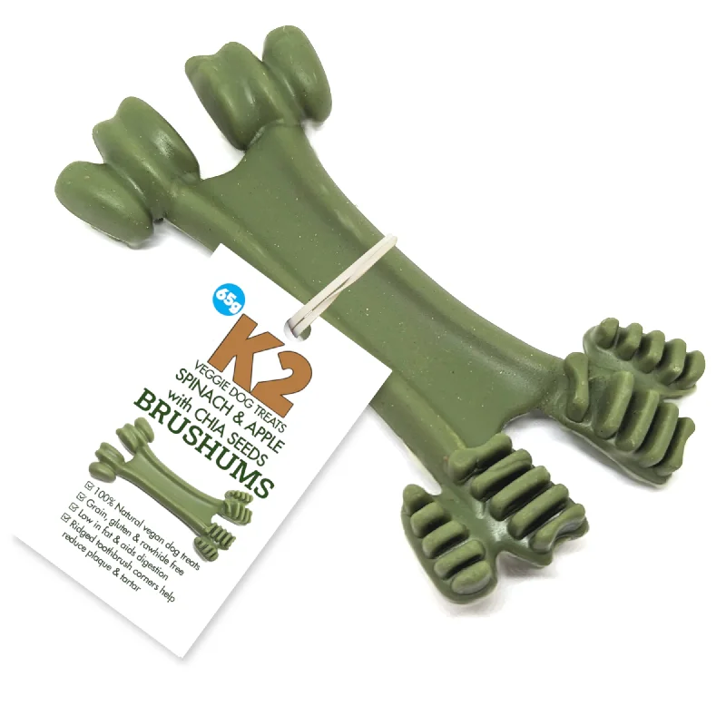 K2 Veggie Dog Treats Brushums Spinach & Apple 65g