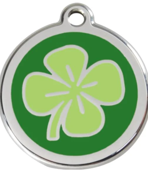 Red Dingo Enamel Dog & Cat ID Tags Clover Green