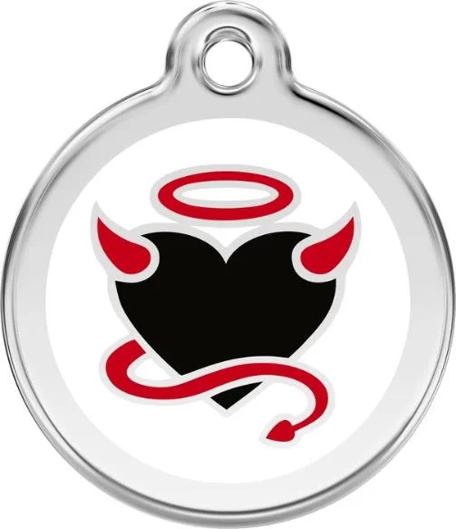 Red Dingo Enamel Dog & Cat ID Tags Devil White