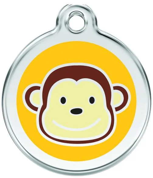 Red Dingo Enamel Dog & Cat ID Tags Monkey