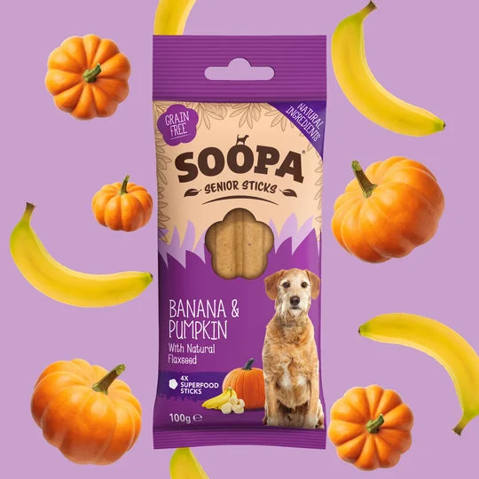 Soopa Senior Banana & Pumpkin & Flaxseed Dental Sticks Dog Chew