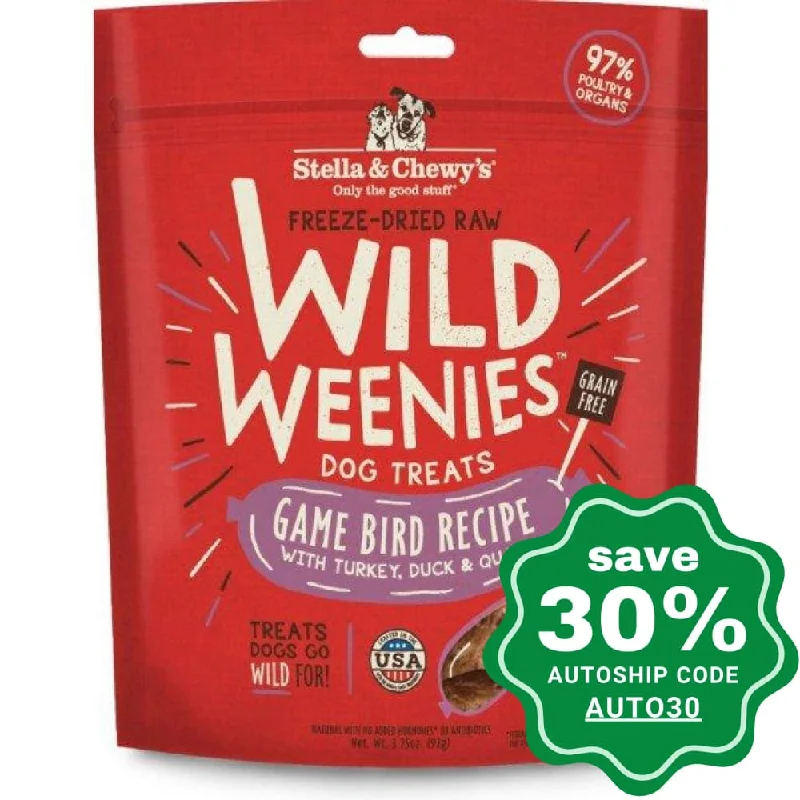 Stella & Chewy's - Freeze Dried Raw Treats For Dogs - Wild Weenies - Game Bird (Turkey, Duck, Quail) - 3.25OZ