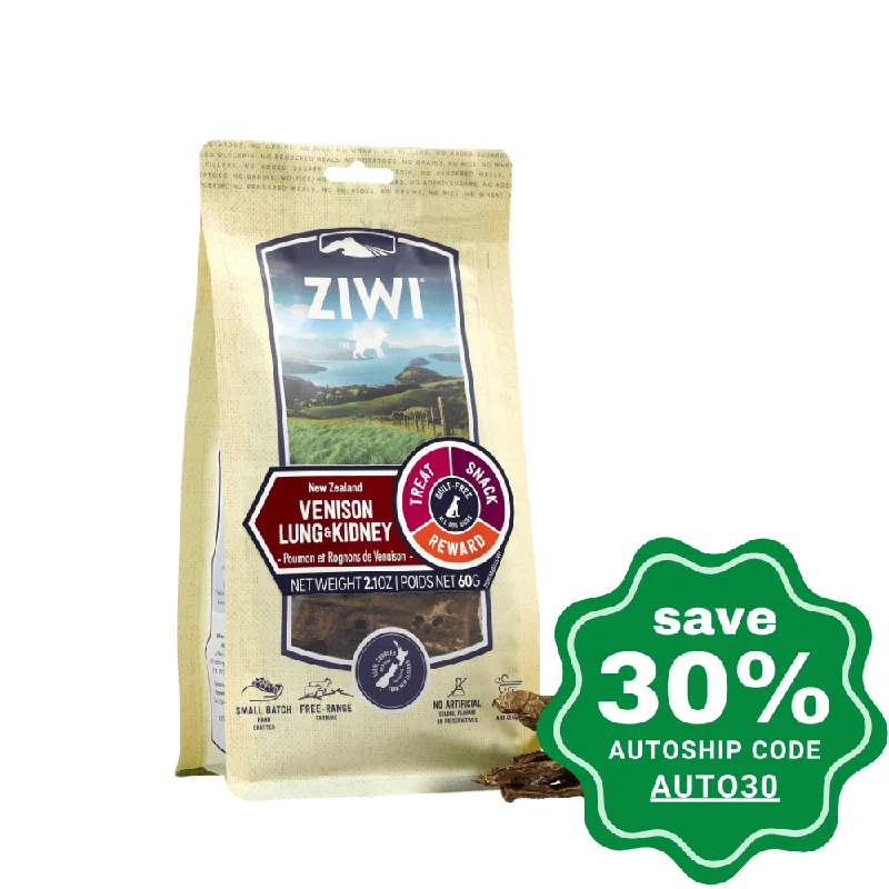 Ziwipeak - Air Dried Oral Health Treats for Dogs - Venison Lung & Kidney - 60G